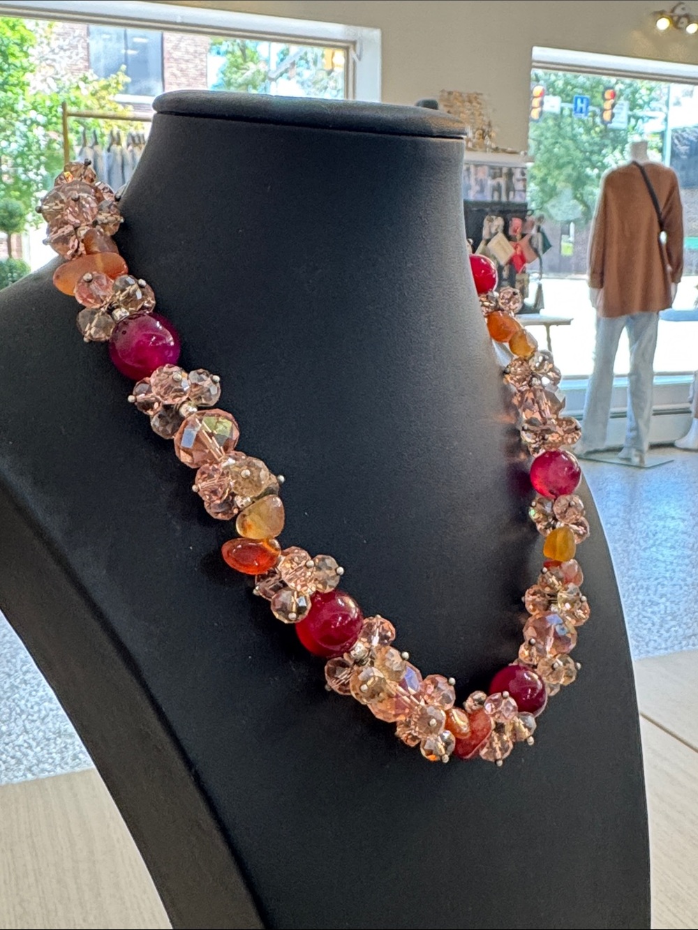 Stone and crystal necklace